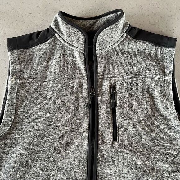 Orvis Vest Mens Large Gray Denali Fleece Sweater Vest Outdoors Full Zip Fishing - Picture 3 of 8